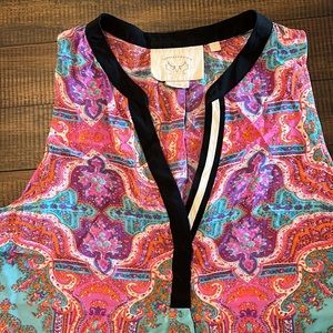 100% Silk - Vanessa Virginia - Anthropologie - Size Large - Paisley Print Top